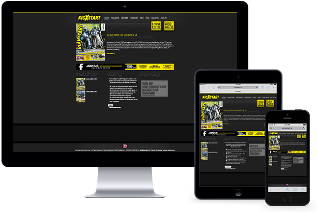 Kicxstart's website on Desktop and mobile devices